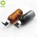 Pump aluminum round shampoo bottle amber plastic 300ml 500ml empty bottle with lotion pump